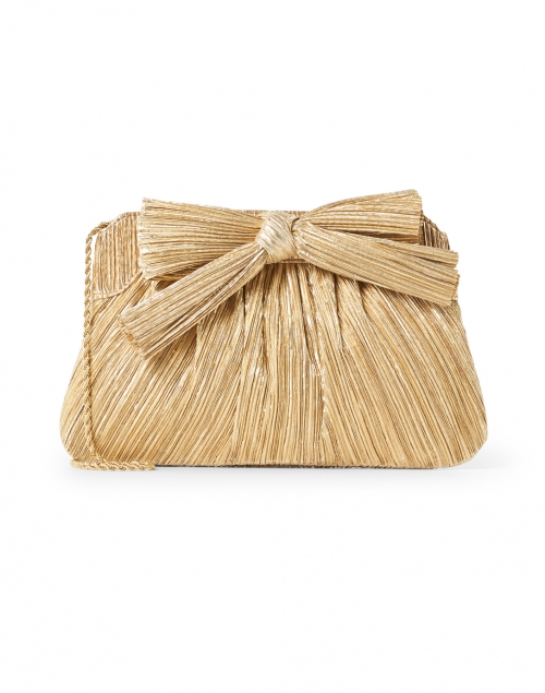 Product image - Loeffler Randall - Rayne Gold Pleated Lame Bow Clutch