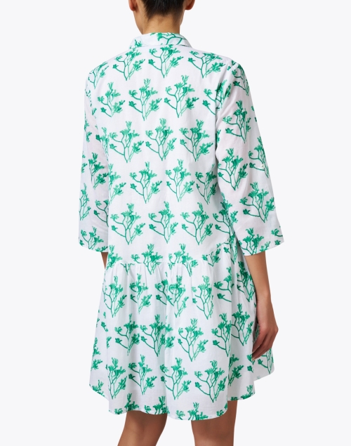 Back image - Ro's Garden - Deauville Green and White Print Shirt Dress