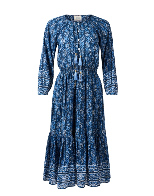 Courtney Blue Print Cotton Silk Dress | Bell