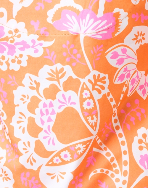 Fabric image - Gretchen Scott - Orange and Pink Print Ruffle Neck Top