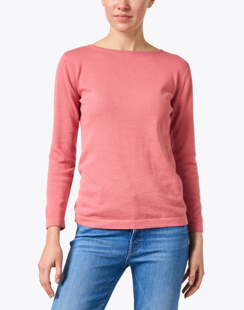Front image - Blue - Soft Red Pima Cotton Sweater 