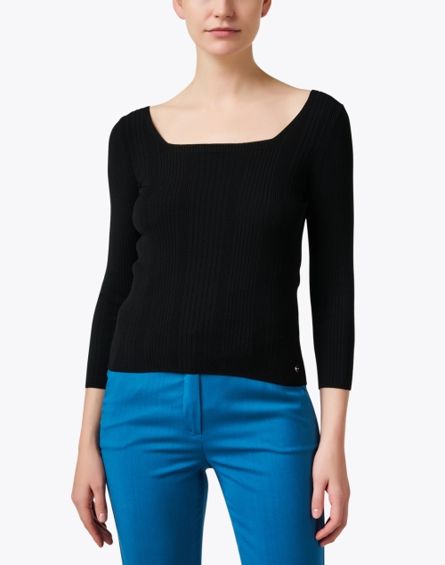 Front image - Marc Cain - Black Ribbed Top