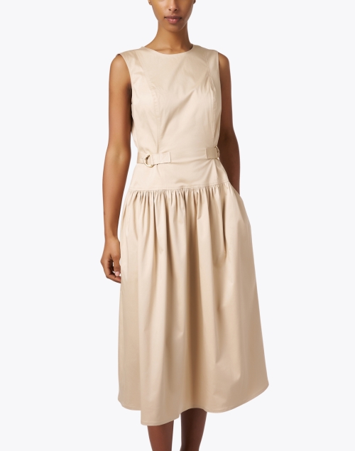 Front image - Shoshanna - Clark Beige Cotton Poplin Dress