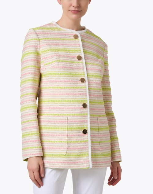 Front image - Helene Berman - Rita Pink and Green Striped Tweed Jacket