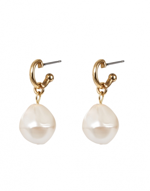 Product image - Jennifer Behr - Perle Gold and Pearl Hoop Drop Earrings