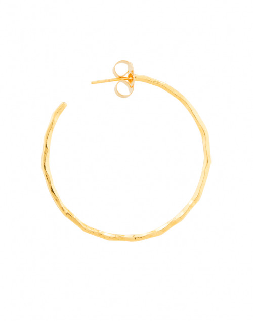 Back image - Nest - Gold Thin Hammered Hoop Earrings