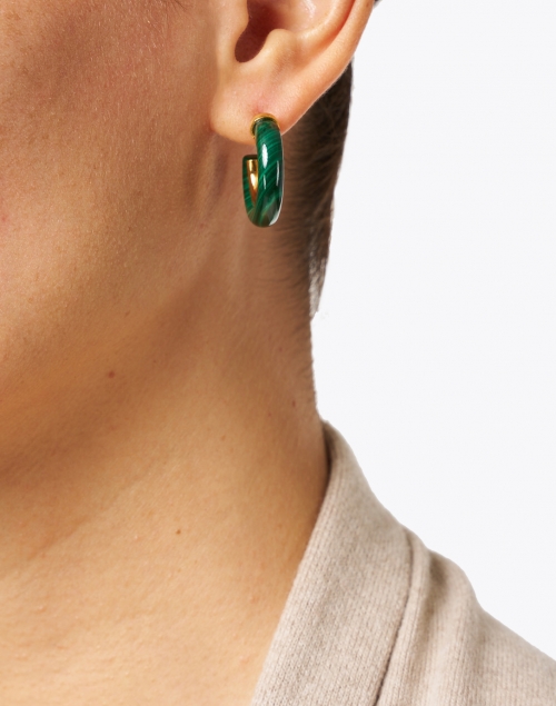 Malachite Green Small Hoop Earrings