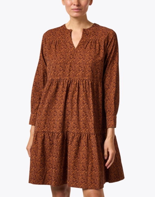 Front image - Rosso35 - Brown Print Corduroy Dress