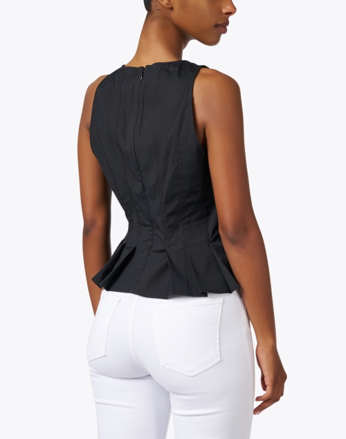 Back image - Veronica Beard - Olympia Black Cotton Peplum Tank
