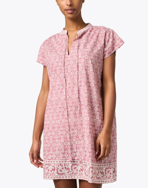 Front image - Pomegranate - Pink Print Cotton Shift Dress