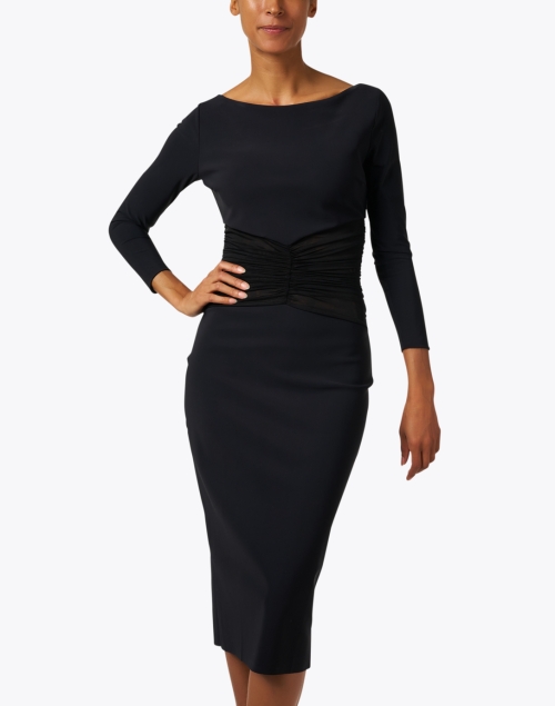 Front image - Chiara Boni La Petite Robe - Celand Black Sheer Ruched Dress