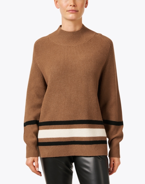 Front image - Repeat Cashmere - Brown Striped Wool Cashmere Sweater