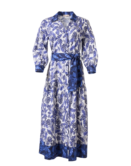Purotatto Blue Print Stretch Cotton Poplin Dress