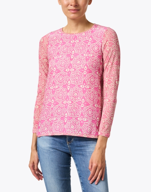 Front image - WHY CI - Pink Tile Print Top