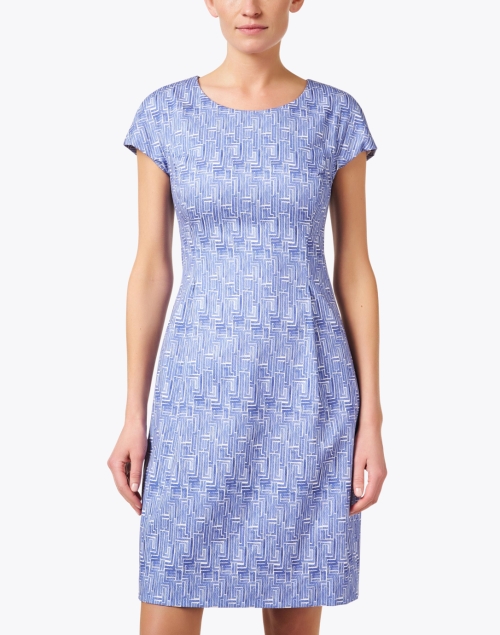 Front image - Peserico - Blue and White Print Cotton Dress