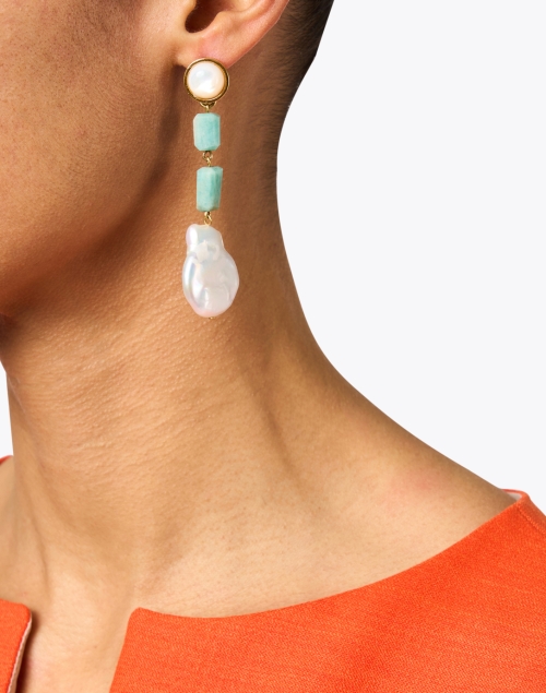 Coastline Stone and Pearl Drop Earrings