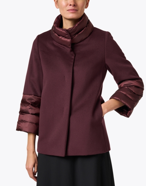Front image - Cinzia Rocca - Burgundy Wool and Down Coat