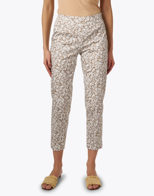 Front image - Piazza Sempione - Monia Beige Printed Stretch Cotton Pant
