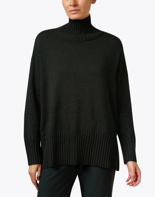 Front image - Eileen Fisher - Ivy Green Wool Turtleneck Sweater