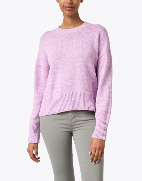 Front image - Margaret O'Leary - Sandy Lavender Space dye Cotton Sweater