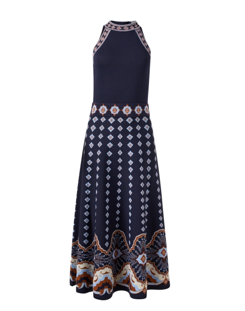 Sandrinna Navy Jacquard Dress