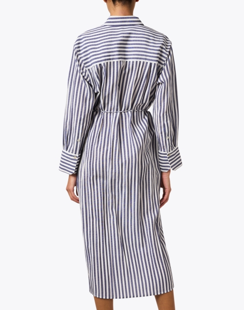 Back image - Vince - Blue and White Striped Shirt Dress