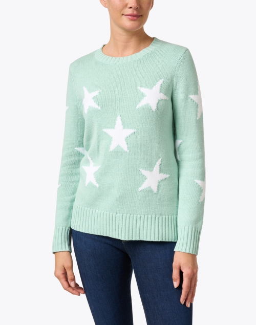Front image - Sail to Sable - Seafoam Green Cotton Intarsia Sweater