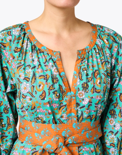 Extra_1 image - Figue - Johanna Teal and Orange Print Cotton Dress