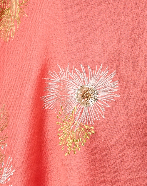 Fabric image - Janavi - Pink Embroidered Merino Wool Scarf
