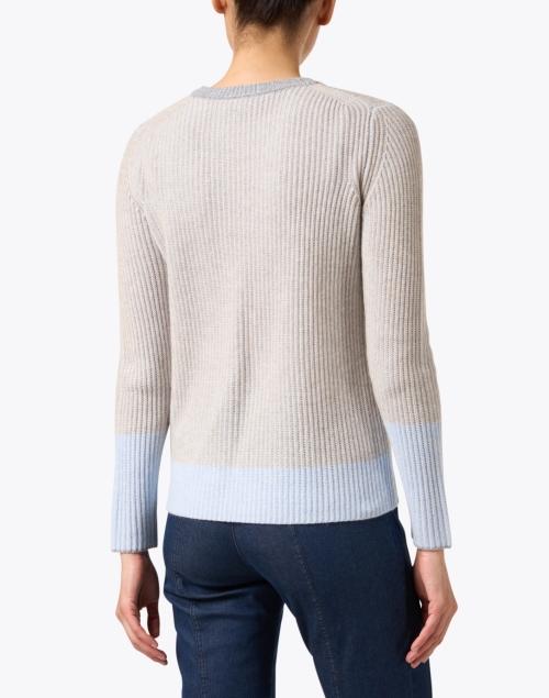 Back image - Kinross - Sky Grey and Blue Multi Cashmere Sweater