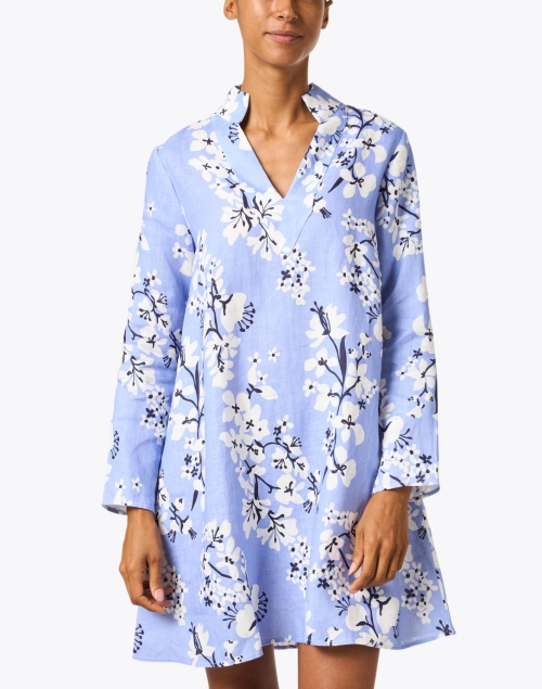 Front image - Sail to Sable - Blue and White Print Tunic Dress