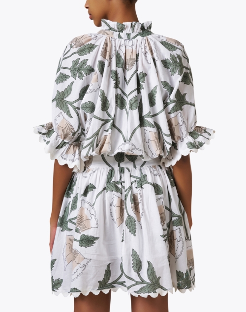 Back image - Juliet Dunn - White Print Cotton Lamé Dress
