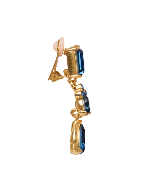 Back image - Oscar de la Renta - Blue Crystal Drop Clip Earrings