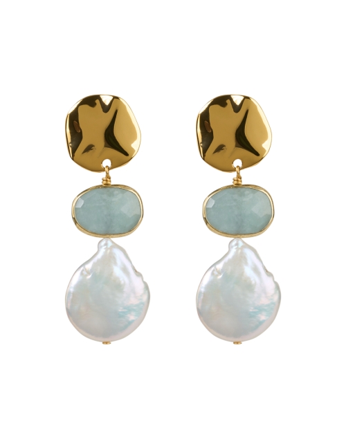 Product image - Nest - Gold Aquamarine and Pearl Drop Earrings
