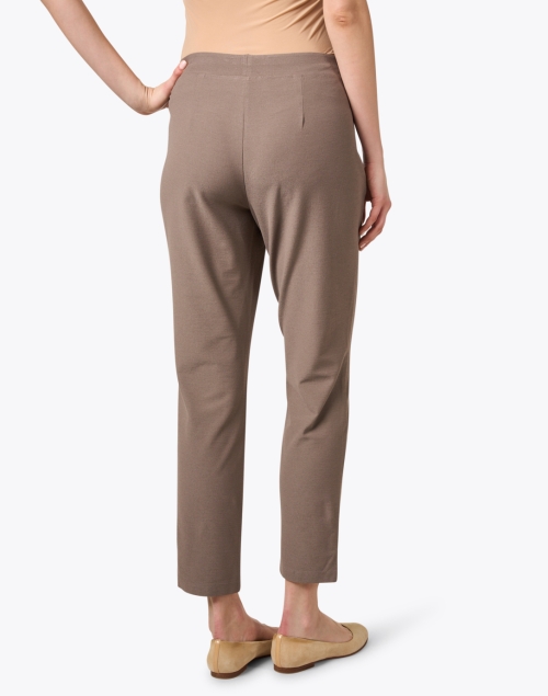 Back image - Eileen Fisher - Taupe Stretch Crepe Slim Ankle Pant