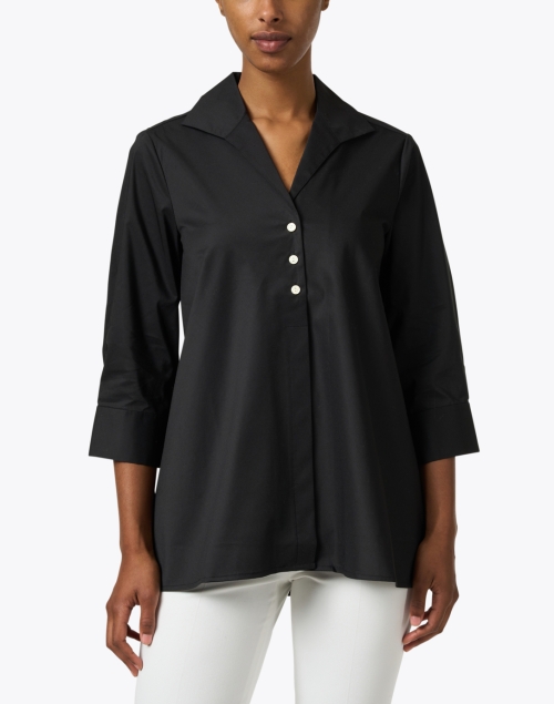 Front image - Hinson Wu - Betty Black Button Down Stretch Cotton Shirt