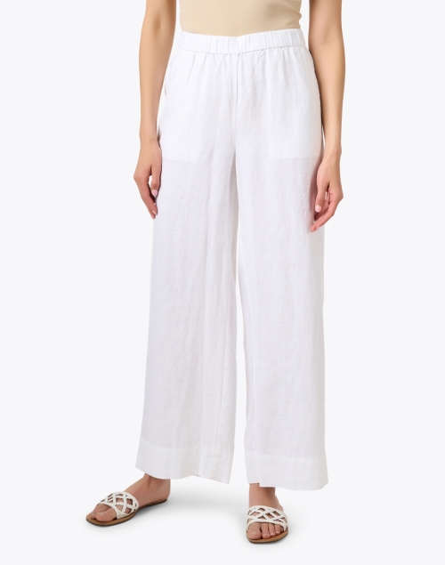 Front image - Eileen Fisher - White Linen Wide Leg Pant