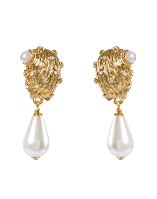 Product image - Kenneth Jay Lane - Seashell Pearl Drop Clip Earrings