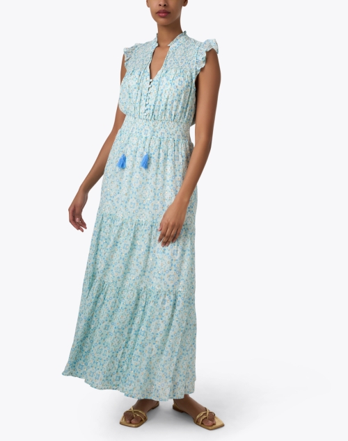 Front image - Sail to Sable - Turquoise Print Maxi Dress