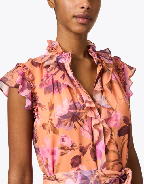 Extra_1 image - Kobi Halperin - Shiloh Orange Floral Print Chiffon Dress
