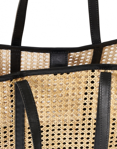 Back image - Bembien - Margot Natural Rattan and Black Leather Tote
