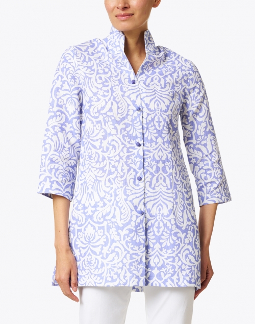 Front image - Connie Roberson - Rita Lavender Floral Linen Jacket
