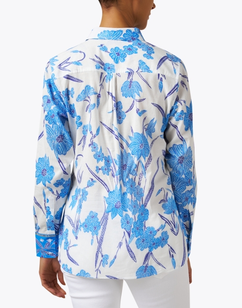 Back image - Bella Tu - Blue and White Floral Print Shirt