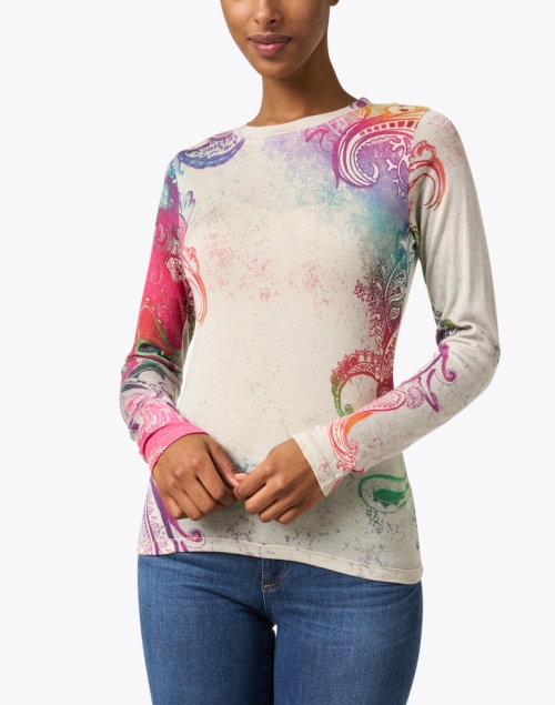 Front image - Pashma - Rainbow Multi Paisley Print Sweater