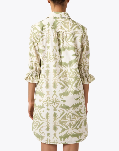 Back image - Finley - Miller White and Green Print Shirt Dress