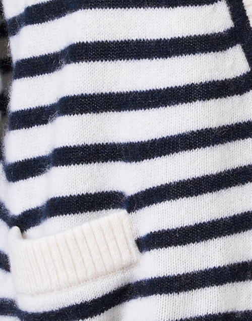 Fabric image - White + Warren - White and Navy Striped Cashmere Cardigan