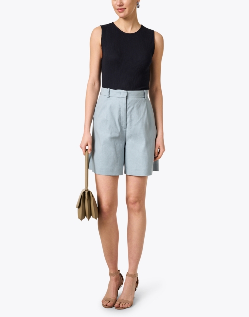 Walden Blue Linen Cotton Shorts