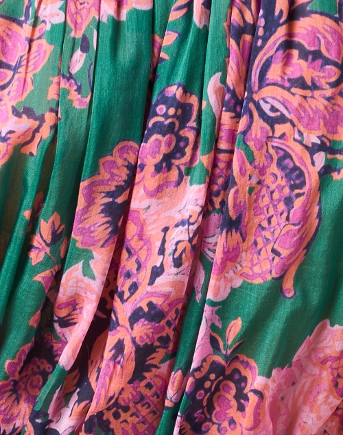 Fabric image - Megan Park - Rosette Green and Pink Print Cotton Silk Blouse