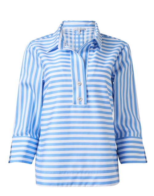 Product image - Hinson Wu - Aileen Light Blue and White Striped Cotton Top
