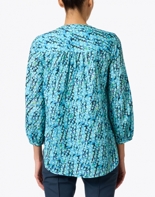 Finley - Stephanie Turquoise Abstract Printed Cotton Shirt